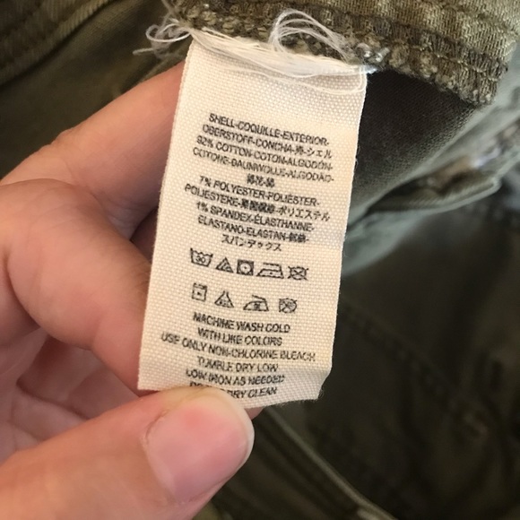 Free People Destructed Distressed Button Fly Jeans Green Tan Size 0 - Picture 9 of 10